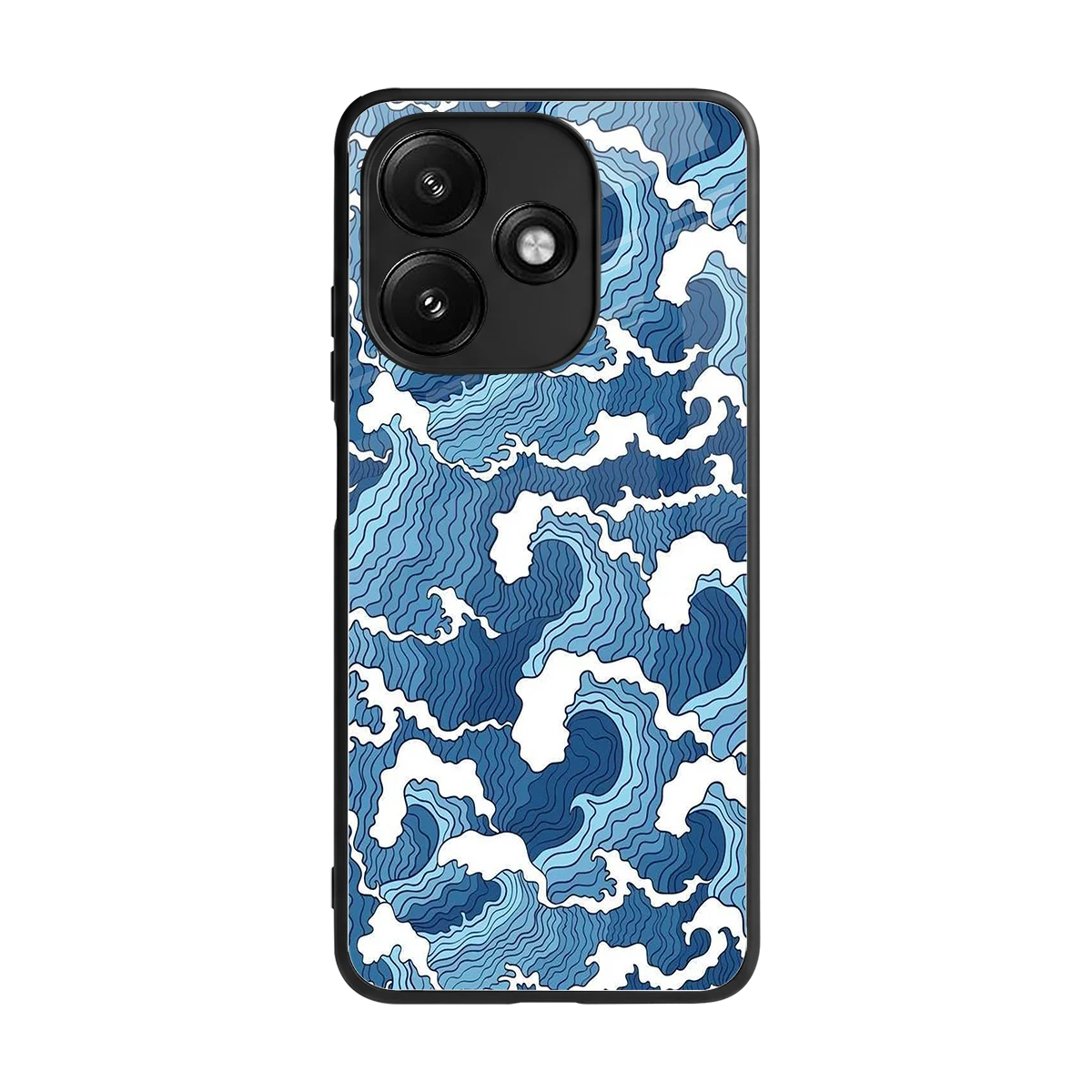 Waves Art back phone cover | glass case for redmi 12 5g