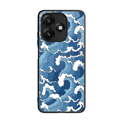 Waves Art back phone cover | glass case for redmi 12 5g