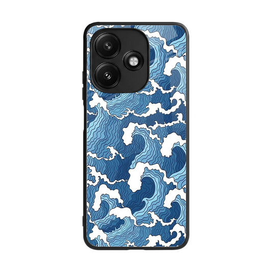 Waves Art back phone cover | glass case for redmi 12 5g