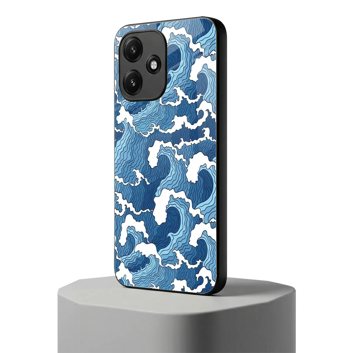 Waves Art redmi 12 5g mobile cover | shockproof glass phone case