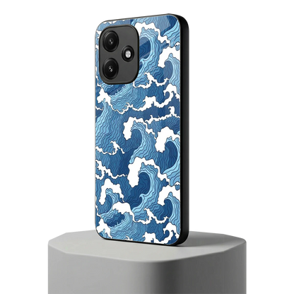 Waves Art redmi 12 5g mobile cover | shockproof glass phone case