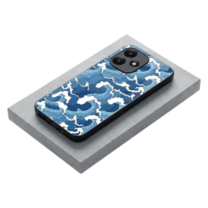 Waves Art stylish phone case for redmi 12 5g | glossy glass and slim fit