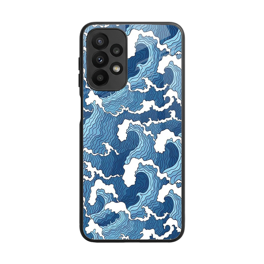 Waves Art back phone cover | glass case for samsung galaxy a23