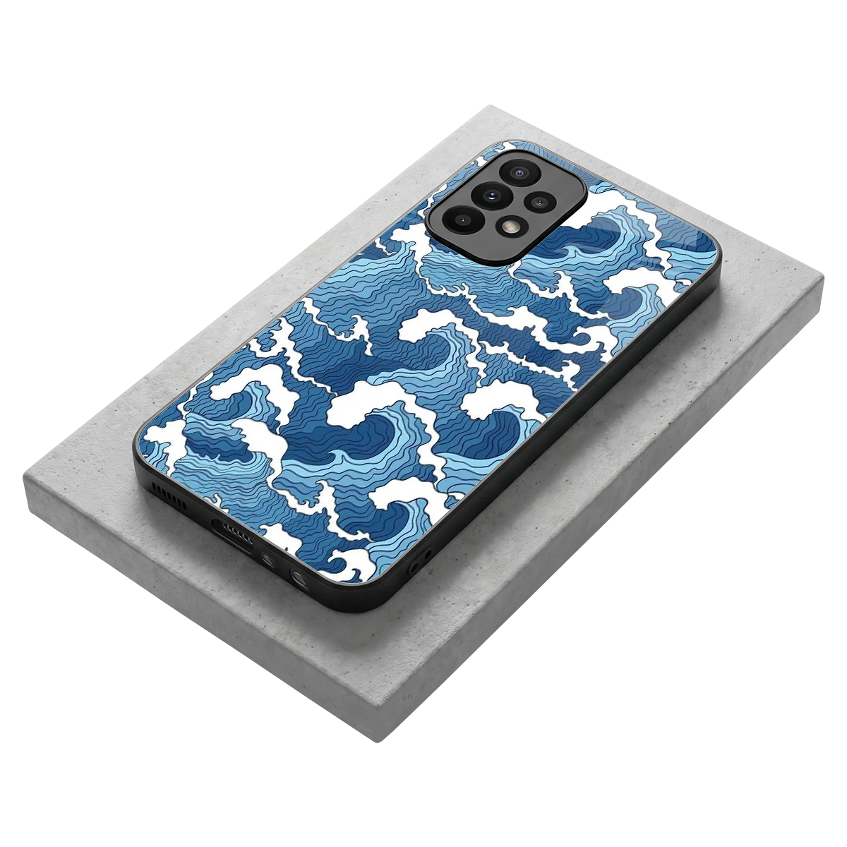 Waves Art stylish phone case for samsung galaxy a23 | glossy glass and slim fit