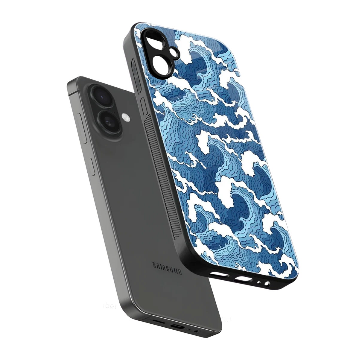Waves Art sleek samsung galaxy a06 5g cover with tempered glass back and TPU edges