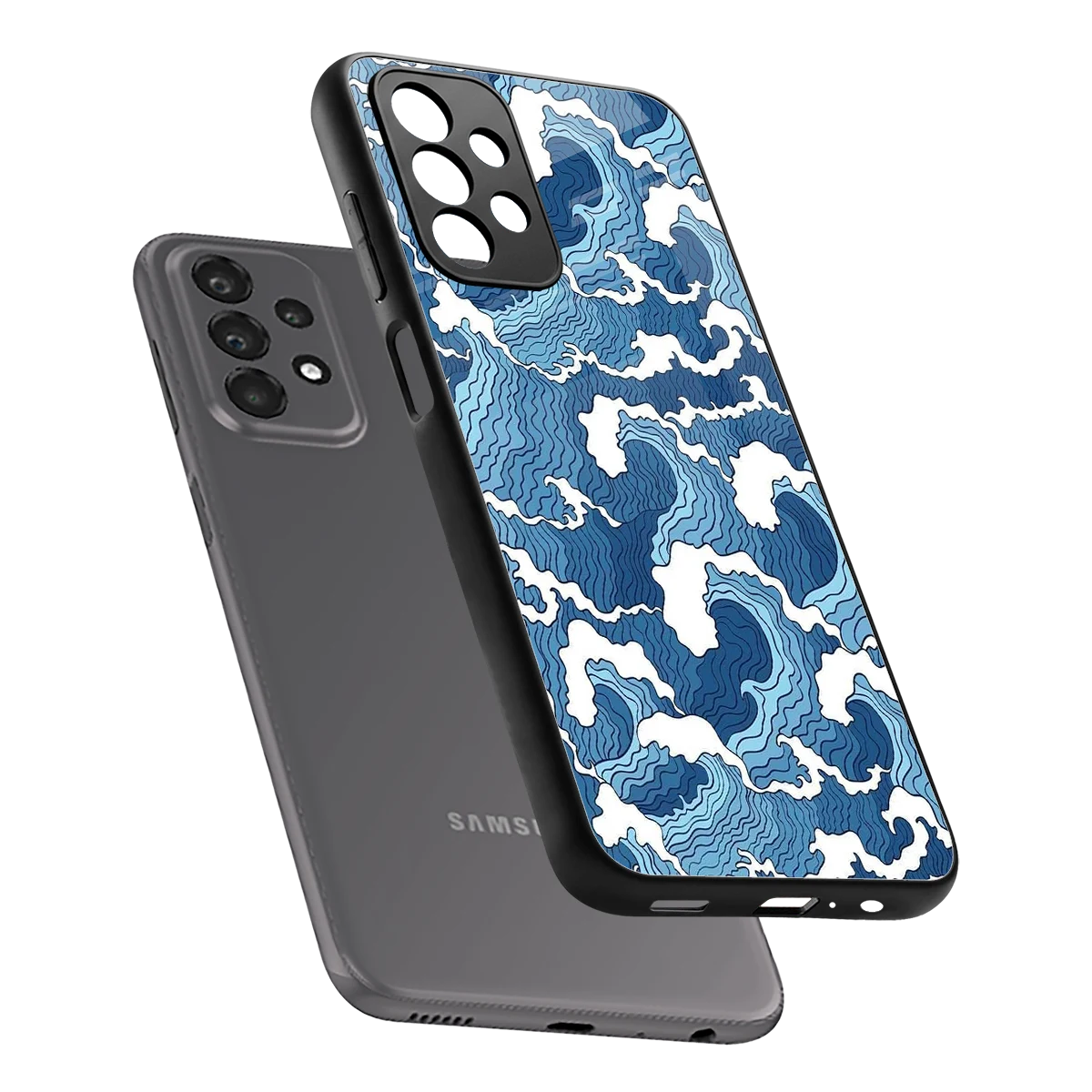 Waves Art sleek samsung galaxy a23 cover with tempered glass back and TPU edges