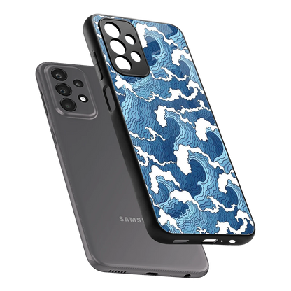 Waves Art sleek samsung galaxy a23 cover with tempered glass back and TPU edges