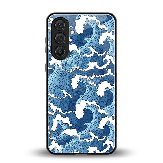 Waves Art back phone cover | glass case for samsung galaxy m36 5g