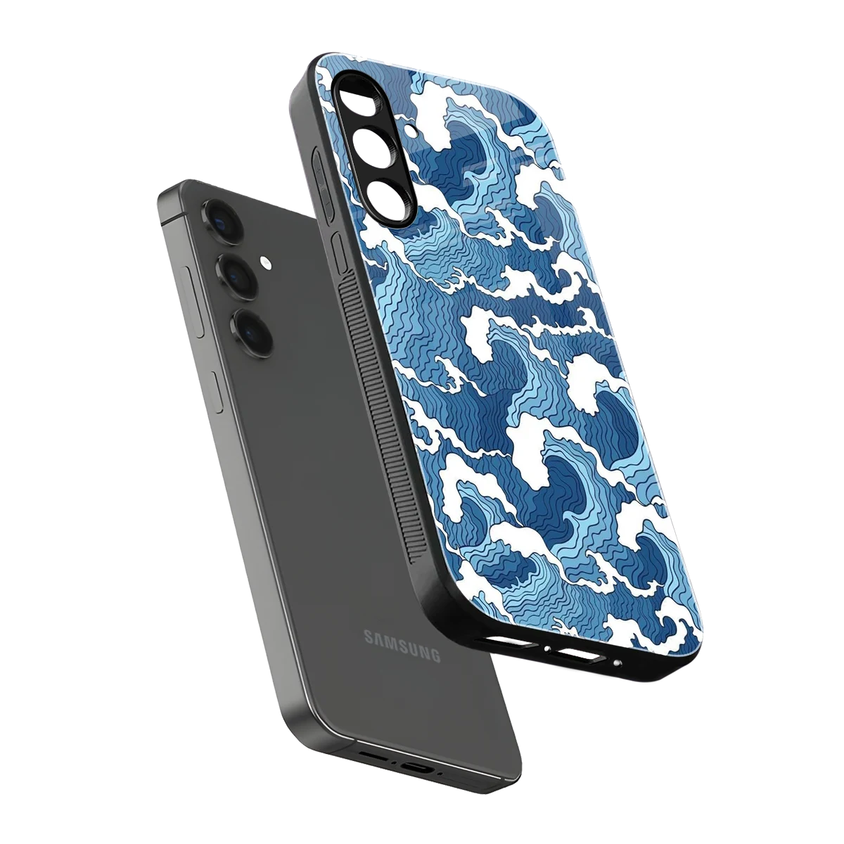 Waves Art sleek samsung galaxy a16 5g cover with tempered glass back and TPU edges