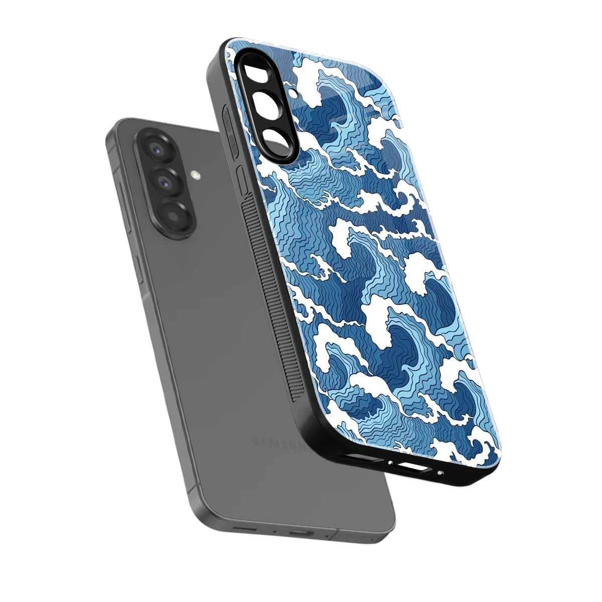 Waves Art sleek samsung galaxy a37 5g cover with tempered glass back and TPU edges