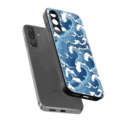 Waves Art sleek samsung galaxy m16 5g cover with tempered glass back and TPU edges