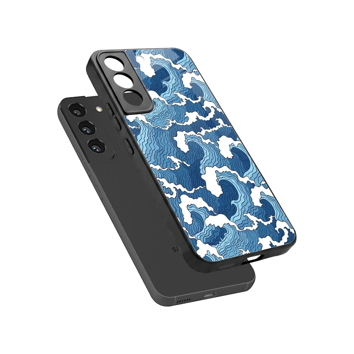 Waves Art sleek samsung galaxy s22 cover with tempered glass back and TPU edges