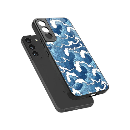 Waves Art sleek samsung galaxy s22 cover with tempered glass back and TPU edges