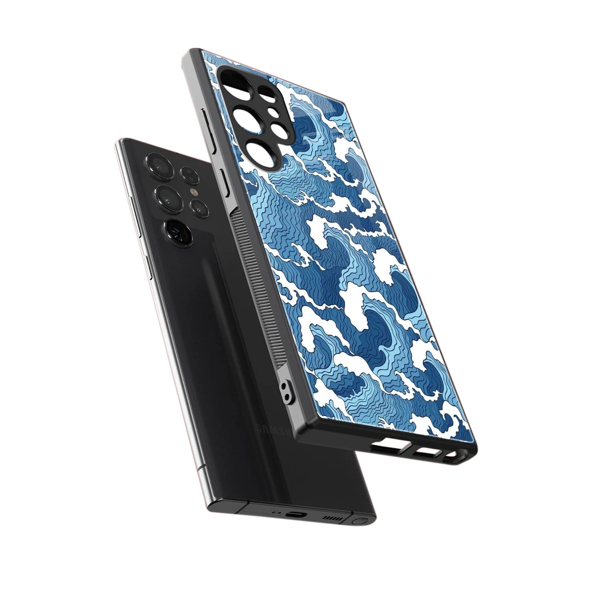 Waves Art sleek samsung galaxy s24 ultra cover with tempered glass back and TPU edges
