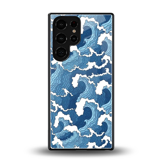 Waves Art back phone cover | glass case for samsung galaxy s25 ultra