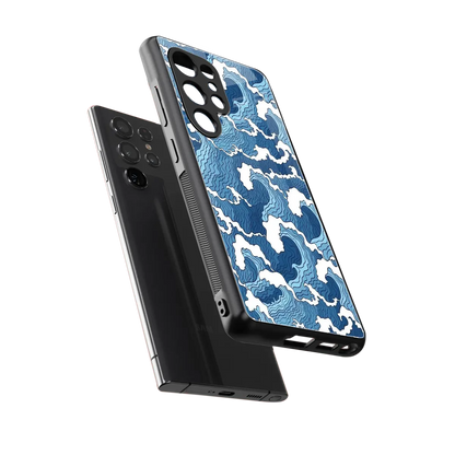 Waves Art sleek samsung galaxy s25 ultra cover with tempered glass back and TPU edges