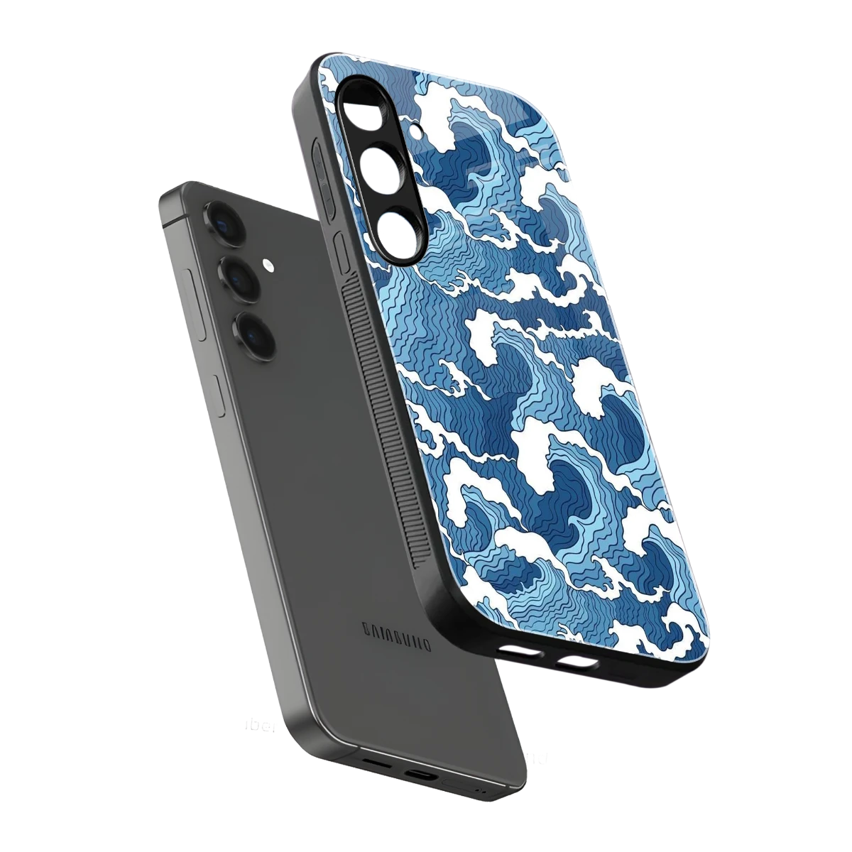 Waves Art sleek samsung galaxy s24 cover with tempered glass back and TPU edges
