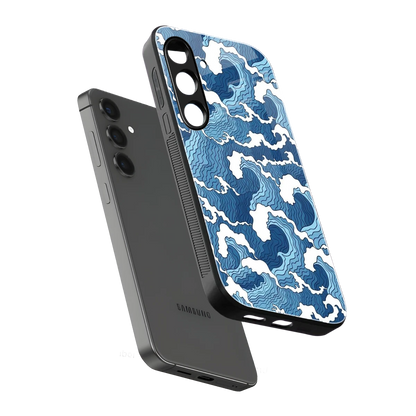 Waves Art sleek samsung galaxy s24 cover with tempered glass back and TPU edges