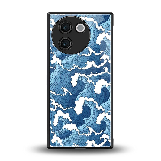 Waves Art back phone cover | glass case for vivo v30e