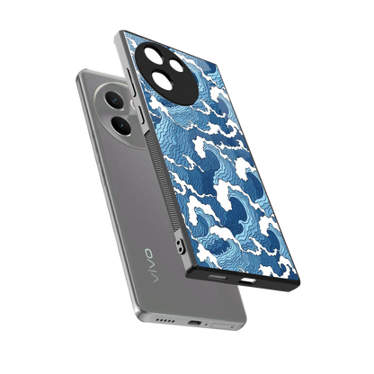 Waves Art sleek vivo v30e cover with tempered glass back and TPU edges