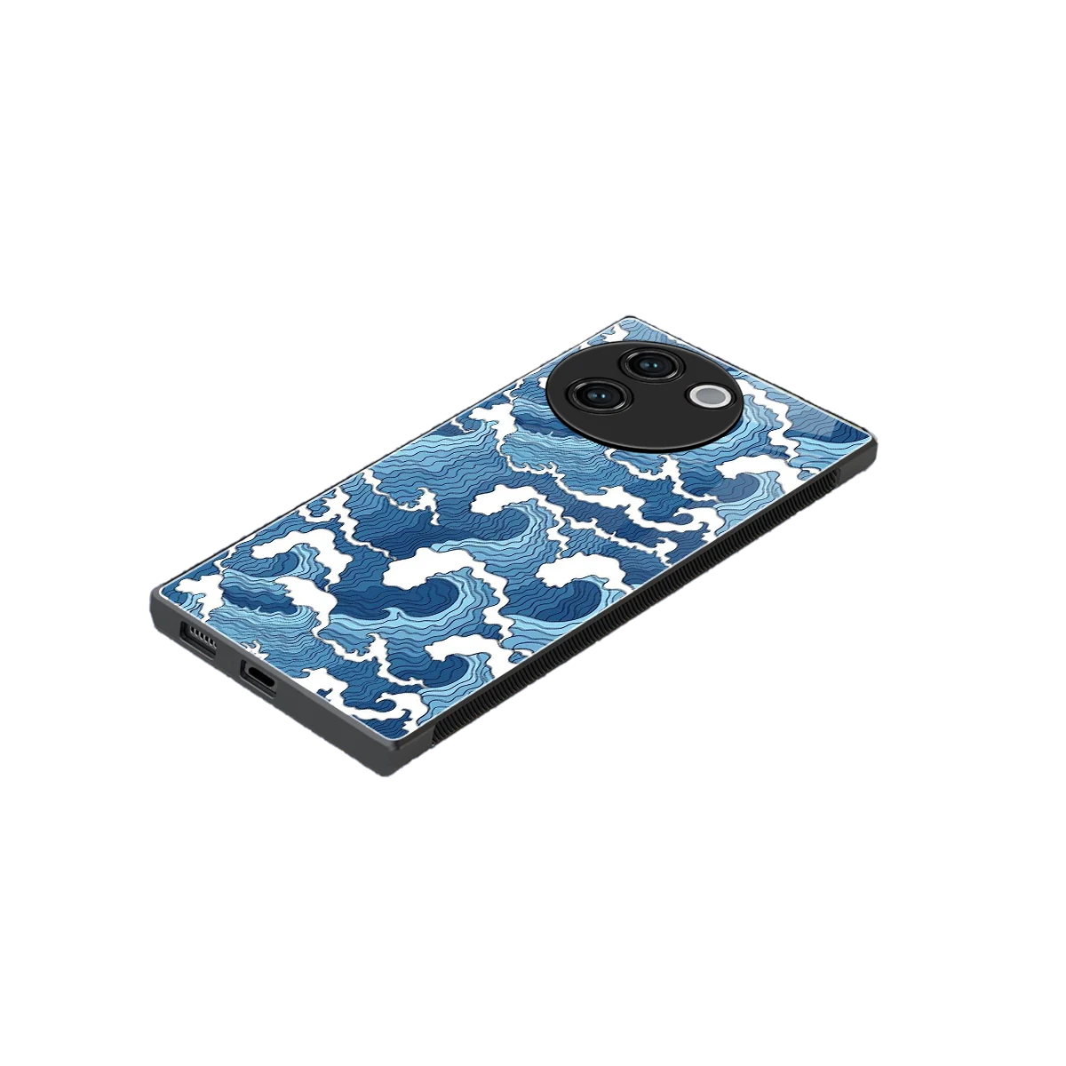 Waves Art stylish phone case for vivo v30e | glossy glass and slim fit