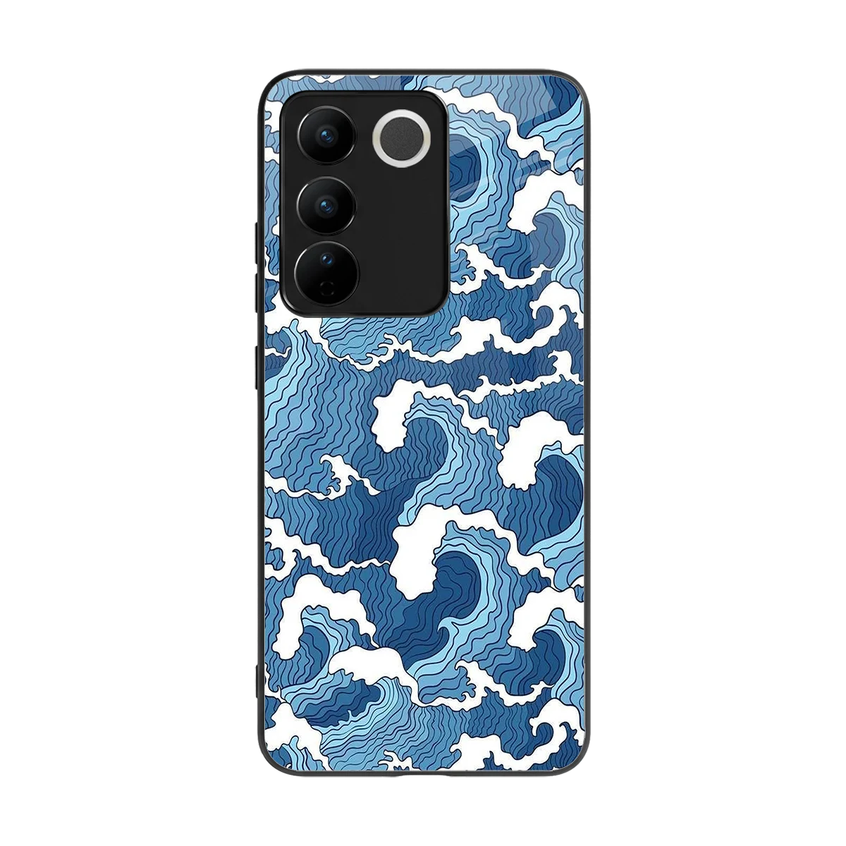 Waves Art back phone cover | glass case for vivo v27 5g