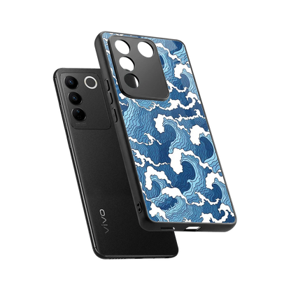 Waves Art sleek vivo v27 5g cover with tempered glass back and TPU edges