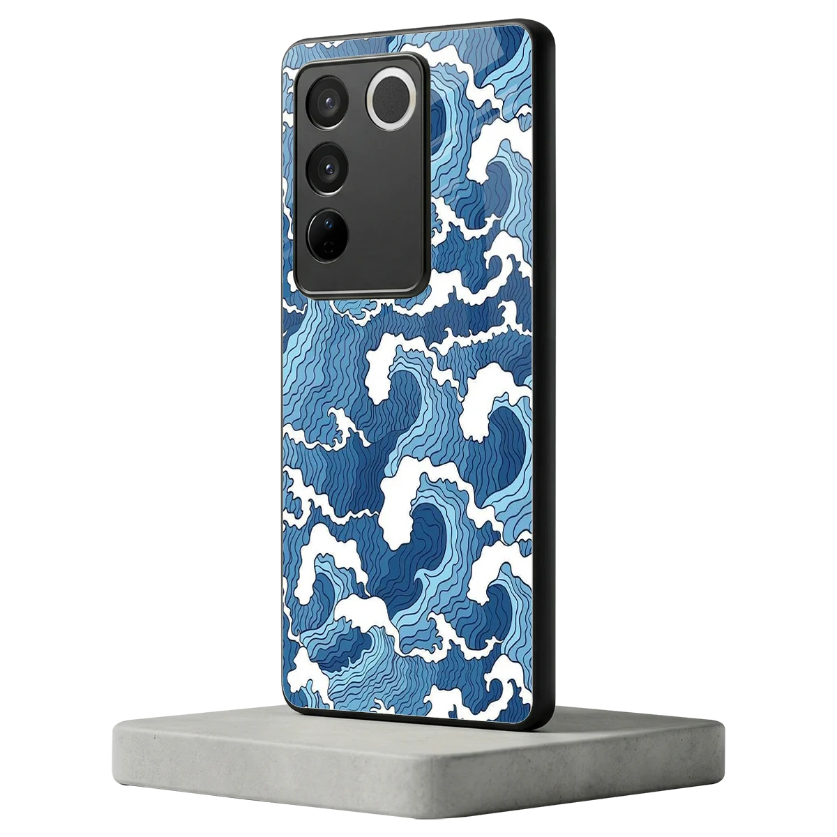 Waves Art vivo v27 5g mobile cover | shockproof glass phone case