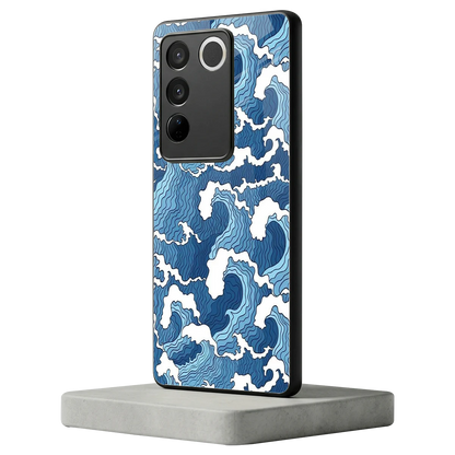 Waves Art vivo v27 5g mobile cover | shockproof glass phone case