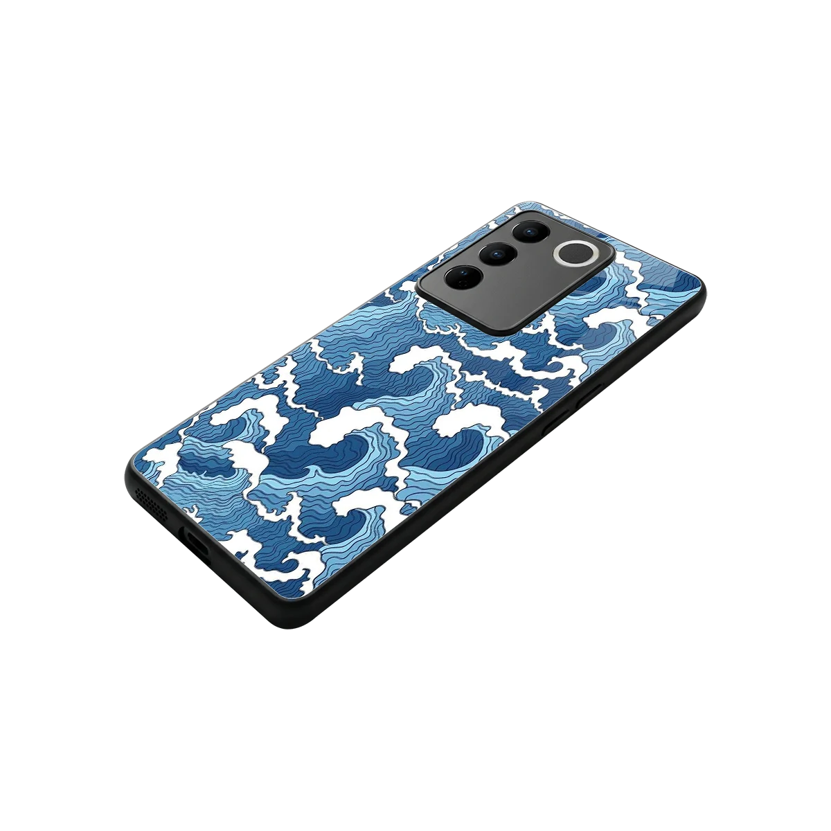 Waves Art stylish phone case for vivo v27 5g | glossy glass and slim fit