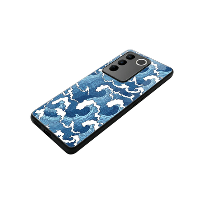 Waves Art stylish phone case for vivo v27 5g | glossy glass and slim fit