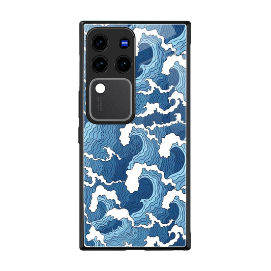 Waves Art back phone cover | glass case forvivo v30 pro