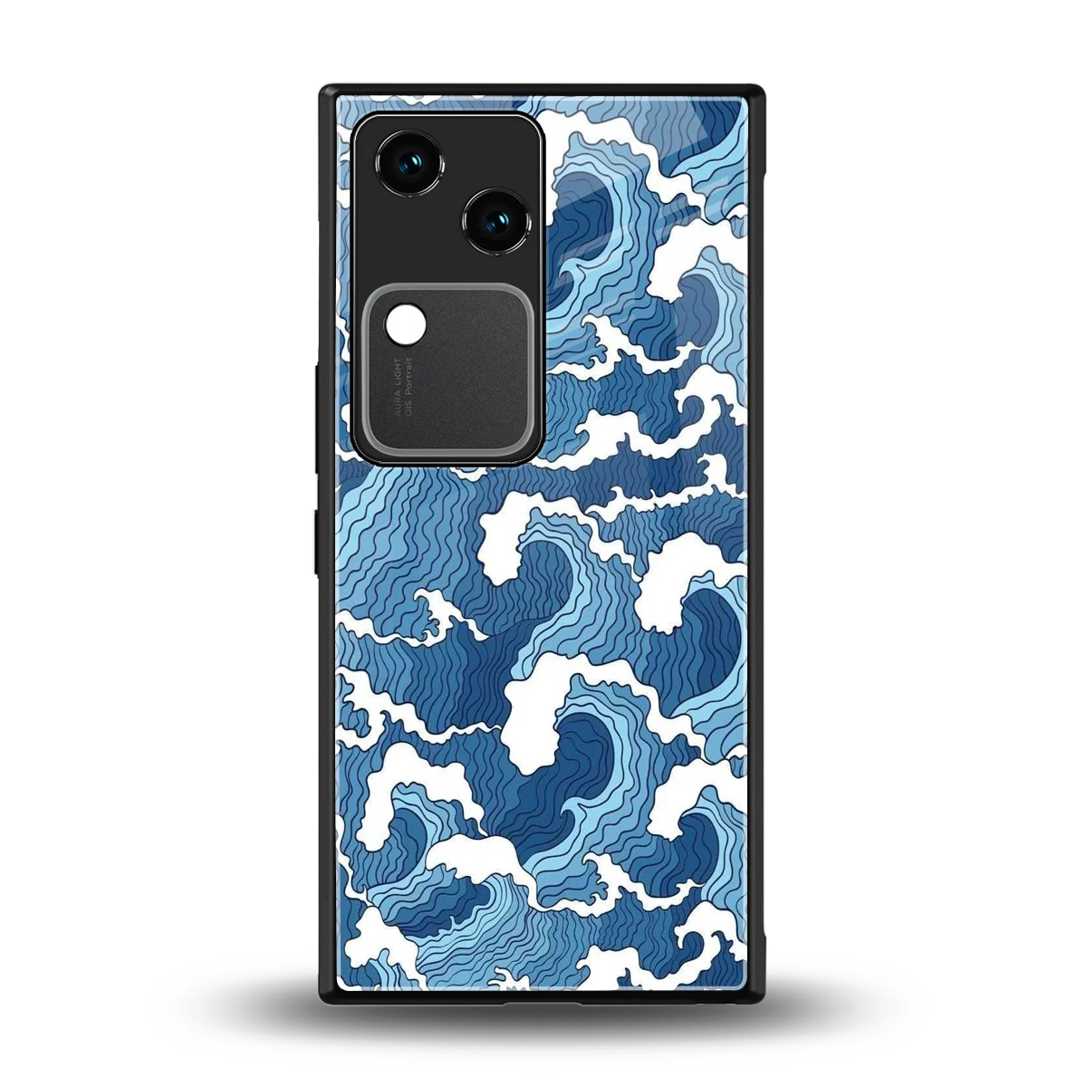 Waves Art back phone cover | glass case for vivo v30