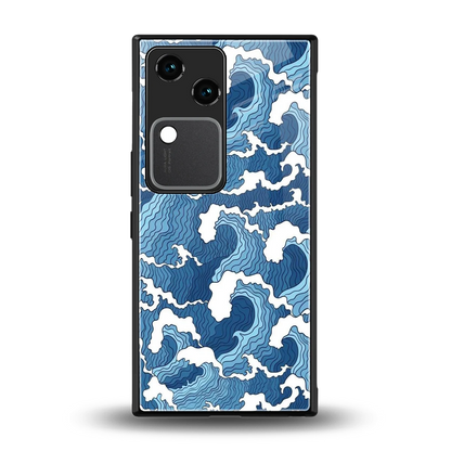 Waves Art back phone cover | glass case for vivo v30