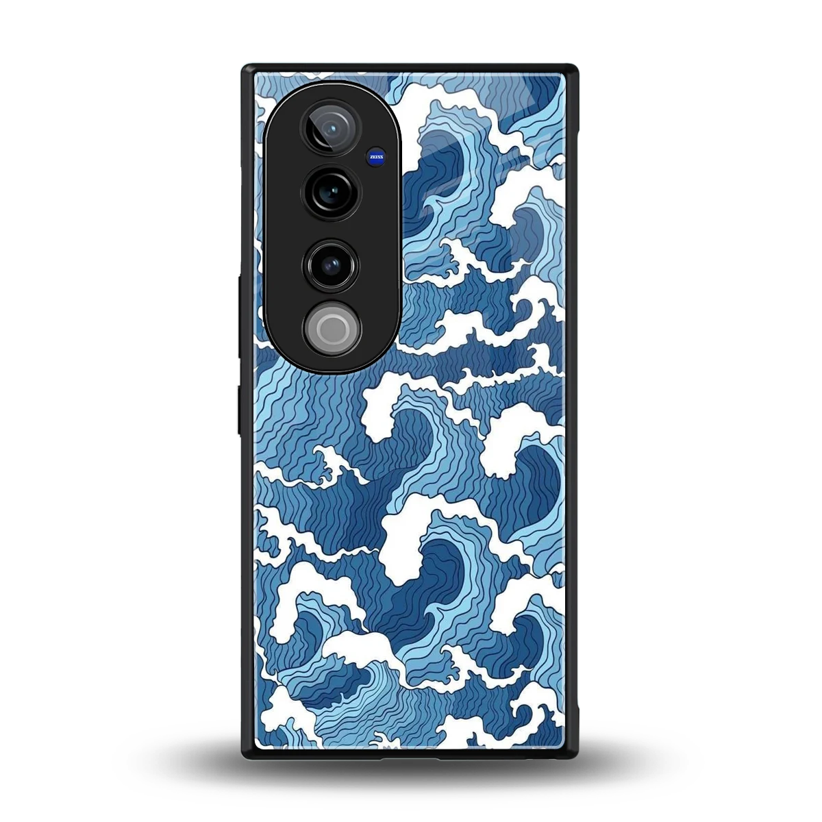 Waves Art back phone cover | glass case for vivo v40 pro