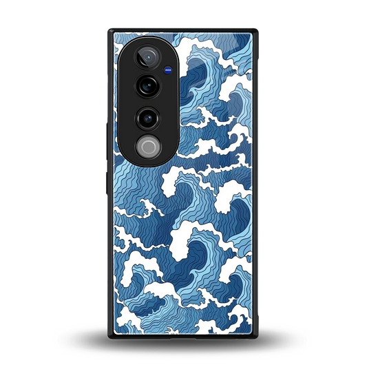 Waves Art back phone cover | glass case for vivo v40 pro