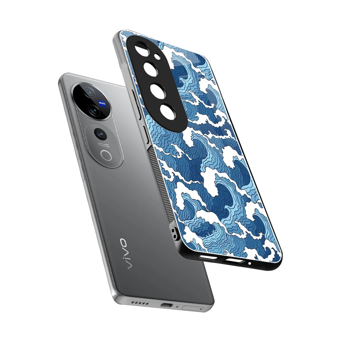 Waves Art sleek vivo v40 pro cover with tempered glass back and TPU edges