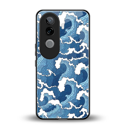 Waves Art back phone cover | glass case for vivo v40e