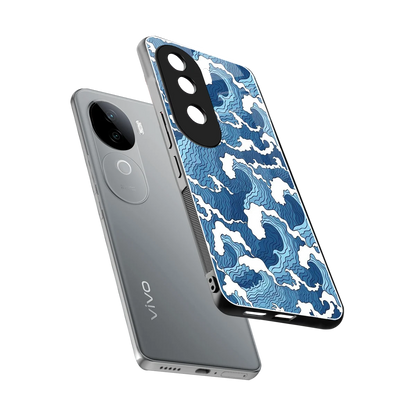 Waves Art sleek vivo v40e cover with tempered glass back and TPU edges