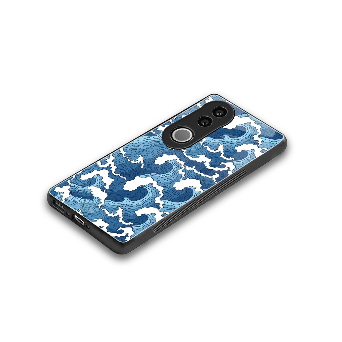 Waves Art stylish phone case for vivo v50 | glossy glass and slim fit