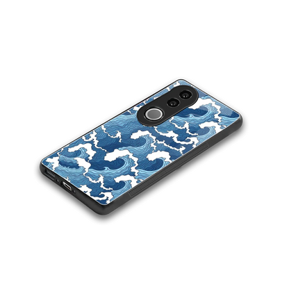 Waves Art stylish phone case for vivo v50 | glossy glass and slim fit