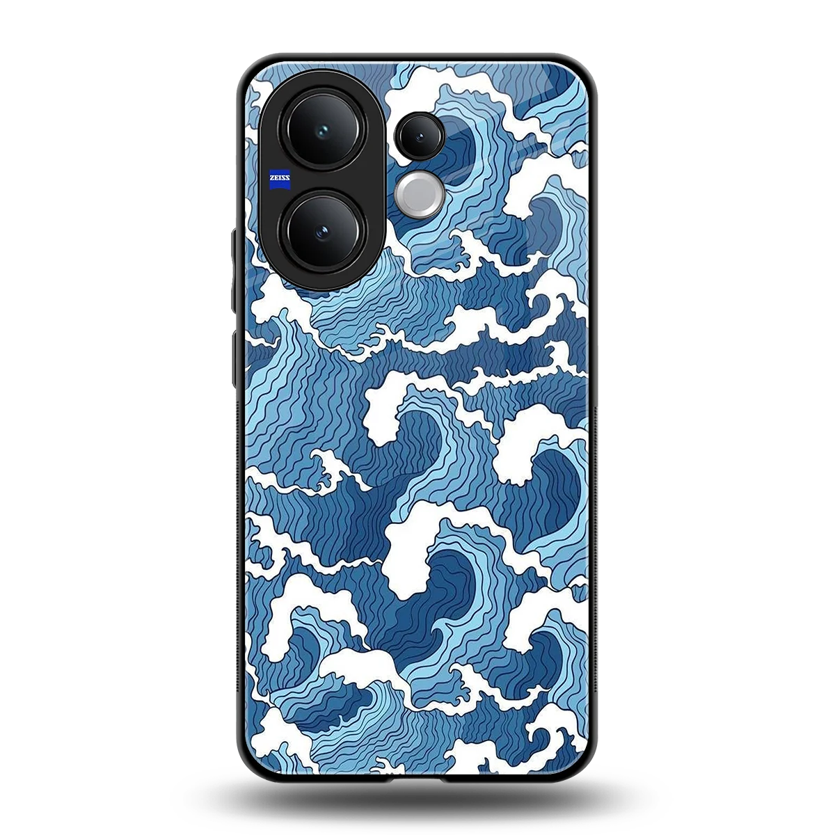 Waves Art back phone cover | glass case for vivo v60