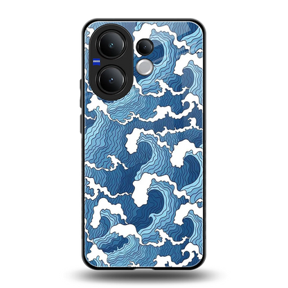 Waves Art back phone cover | glass case for vivo v60