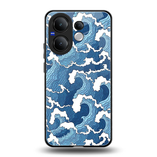 Waves Art back phone cover | glass case for vivo v60