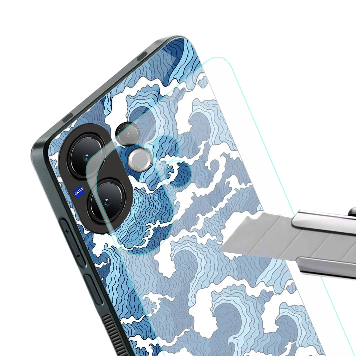 Waves Art stylish phone case for vivo v60 | glossy glass and slim fit