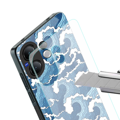 Waves Art stylish phone case for vivo v60 | glossy glass and slim fit