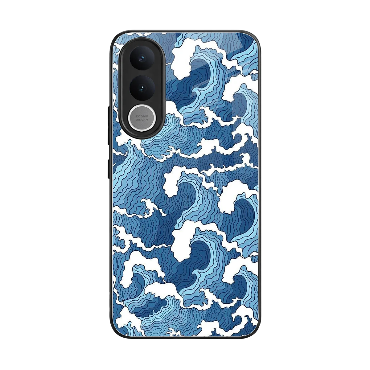 Waves Art back phone cover | glass case for vivo v70 fe