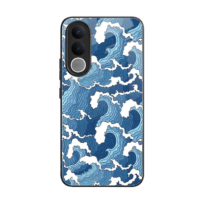 Waves Art back phone cover | glass case for vivo v70 fe