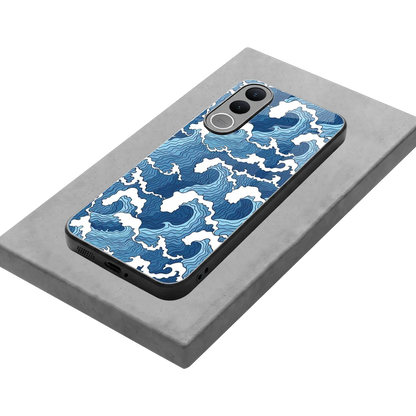 Waves Art stylish phone case for vivo v70 fe | glossy glass and slim fit