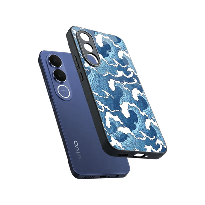 Waves Art sleek vivo v70 fe cover with tempered glass back and TPU edges